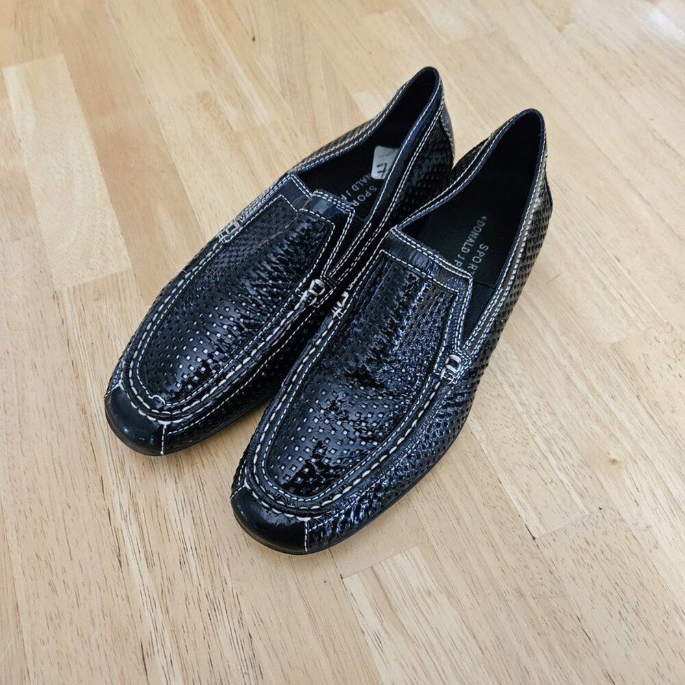 SALE Donald Pliner Sport Cesya Driving Loafer Black Leather  Size 7.5M